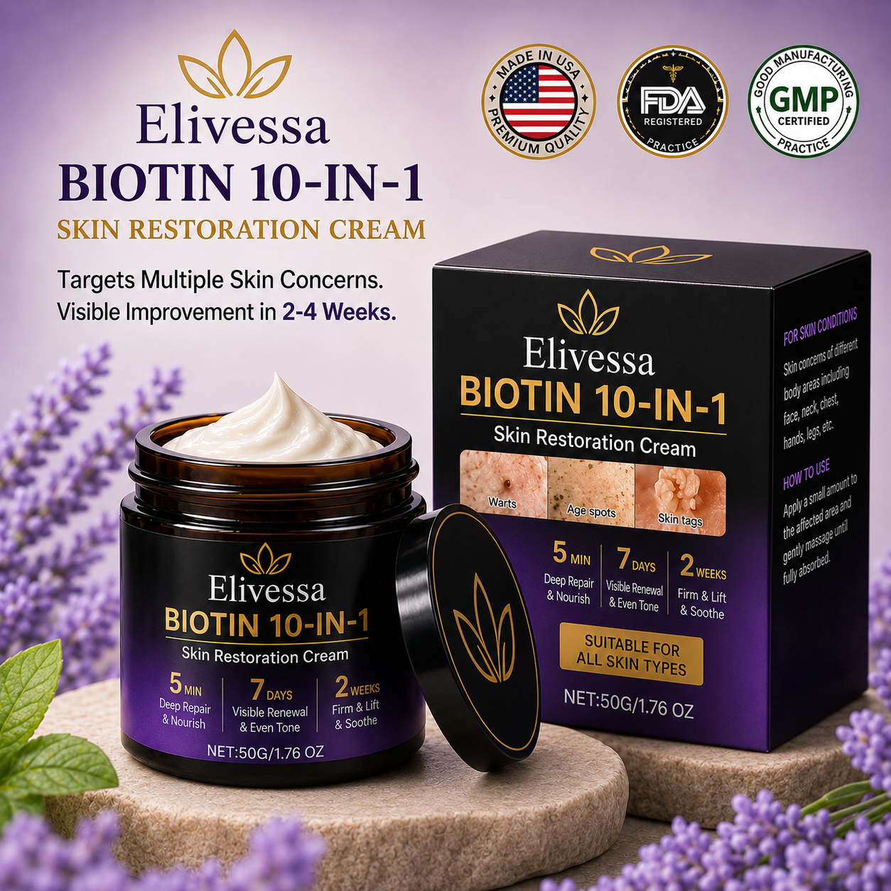Elivessa™ Biotin 10-in-1 Skin Restoration Cream