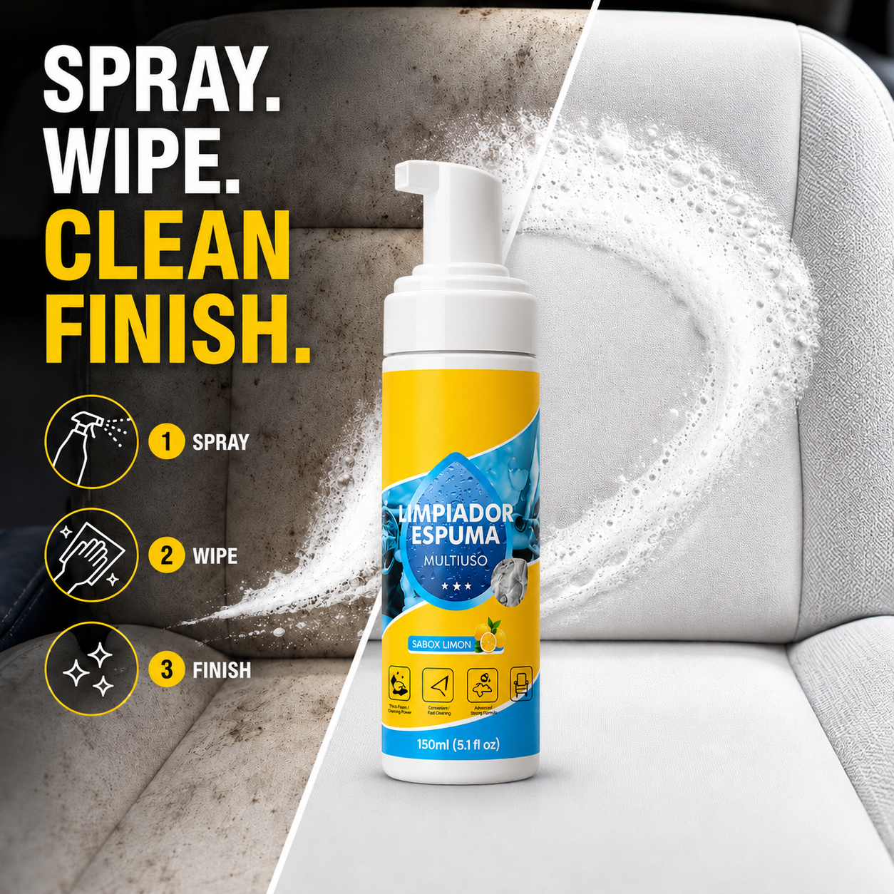 4-in-1 Multi-Enzyme Foam Cleaner – Deep Clean Car, Kitchen, Bathroom & Sofa