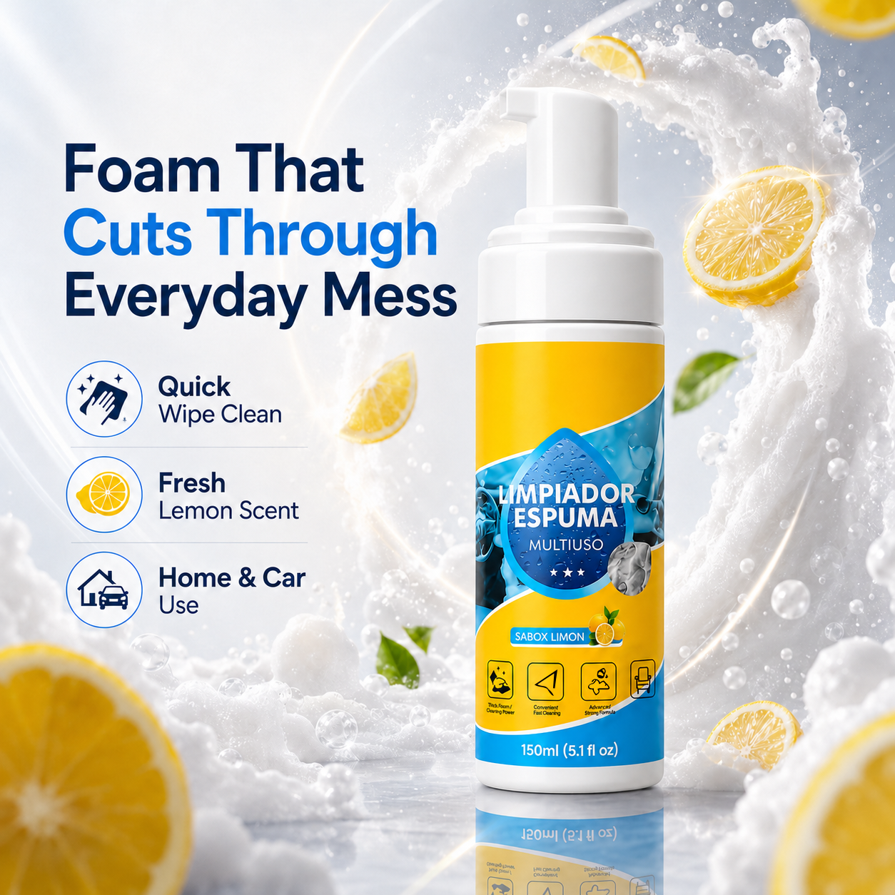 4-in-1 Multi-Enzyme Foam Cleaner – Deep Clean Car, Kitchen, Bathroom & Sofa