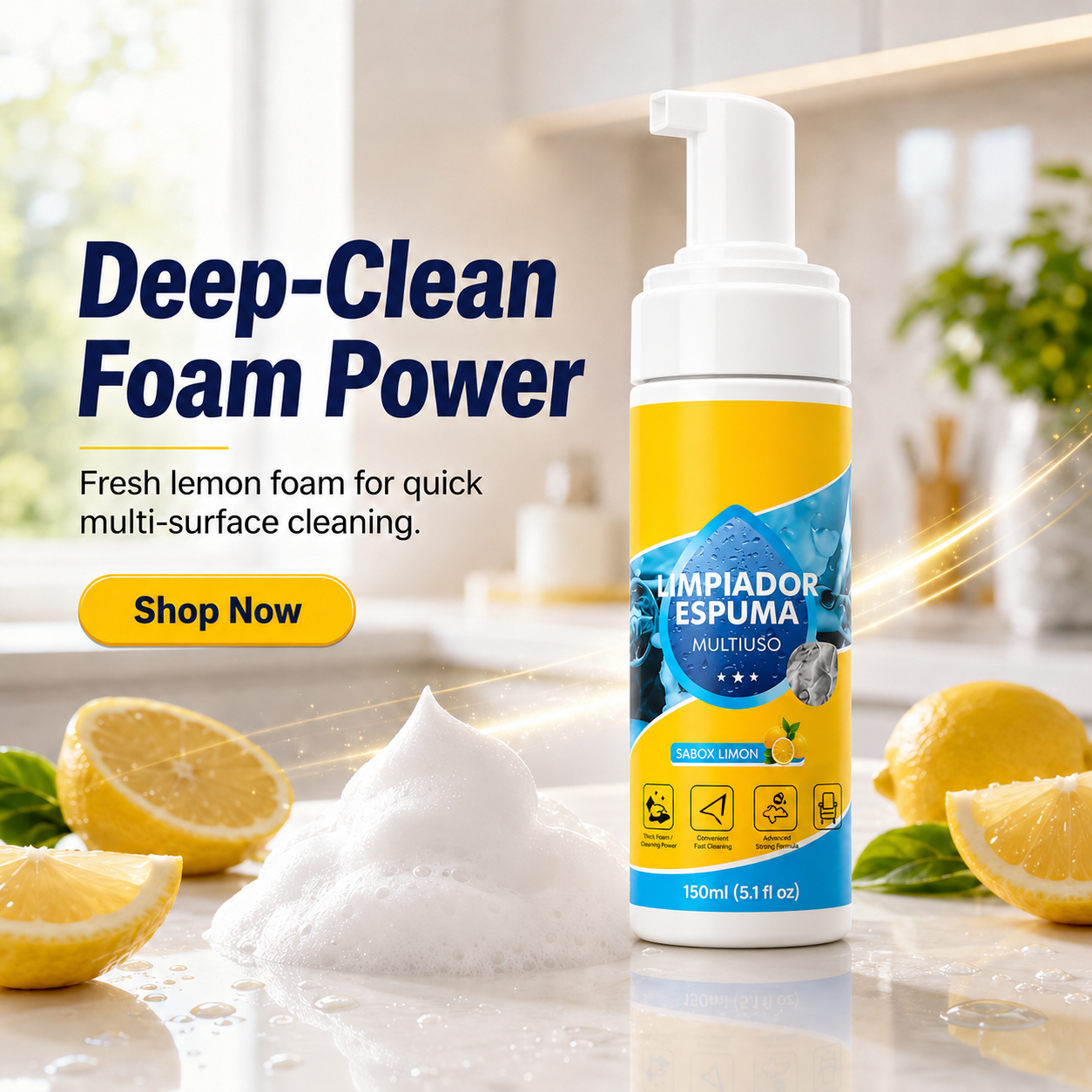 4-in-1 Multi-Enzyme Foam Cleaner – Deep Clean Car, Kitchen, Bathroom & Sofa