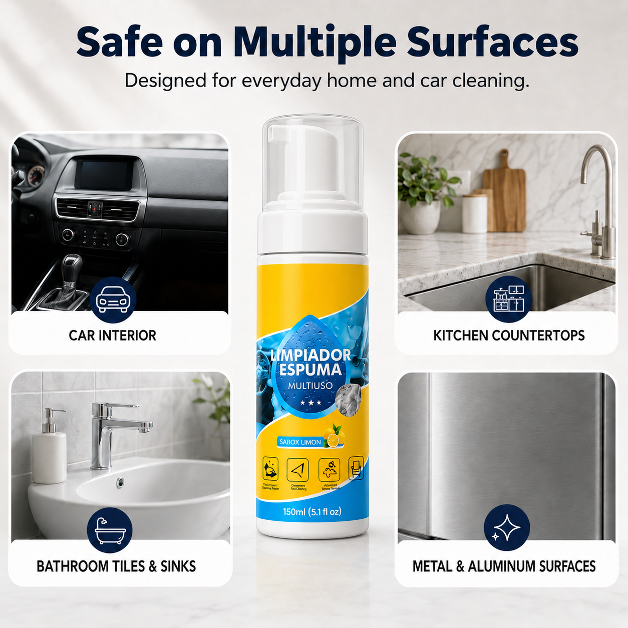 4-in-1 Multi-Enzyme Foam Cleaner – Deep Clean Car, Kitchen, Bathroom & Sofa
