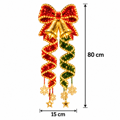 Bow and Double Bells Spiral Light approximate dimensions: 80 cm high by 15 cm wide